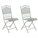 Lot de 2 chaises de jardin pliables en métal vert antique Lot de 2 chaises de jardin pliables en métal vert antique