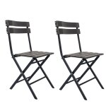 Lot de 2 chaises de jardin pliantes gris fonc et noir