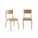 Lot de 2 chaises jaune moutarde et placage frne pieds