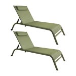 Lot de 2 chaises longues en acier inoxydable vert