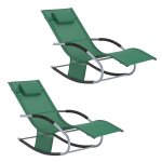 Lot de 2 chaises longues avec appui - tte et pochette latrale en vert