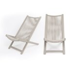 Lot de 2 chaises longues d'extrieur en aluminium et polyrattan gris