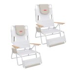 Lot de 2 chaises longues pliables beige