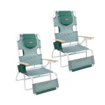Lot de 2 chaises longues pliables vert