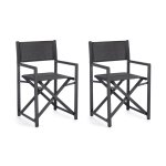 Lot de 2 chaises de metteur en scne pliables d'extrieur anthracite