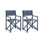 Lot de 2 chaises de metteur en scne pliables d'extrieur bleu marine