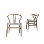 Lot de 2 chaises en mindi massif assise tissse
