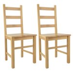 Lot de 2 chaises naturelles et assises en bois