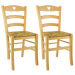 Lot de 2 chaises naturelles et assises en paille Lot de 2 chaises naturelles et assises en paille