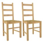 Lot de 2 chaises naturelles et assises en paille