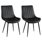 Lot de 2 chaises noires métal et pvc Lot de 2 chaises noires métal et pvc