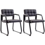 Lot 2 chaises avec pieds en mtal assise en pvc et synthetique noir