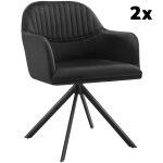 Lot de 2 chaises pivotantes à 360° en velours avec rembourrage noir Lot de 2 chaises pivotantes à 360° en velours avec rembourrage noir
