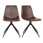 Lot de 2 chaises pivotantes en simili pieds métal noir porto Lot de 2 chaises pivotantes en simili pieds métal noir porto