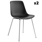 Lot 2 chaises en plastique forme ergonomique dossier haut noir / gris