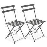 Lot de 2 chaises pliantes en acier grises