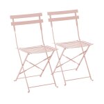 Lot de 2 chaises pliantes en acier rose poudr
