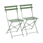 Lot de 2 chaises pliantes en acier vert cactus