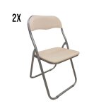 Lot de 2 chaises pliante en fer beige 43x47 cm Lot de 2 chaises pliante en fer beige 43x47 cm
