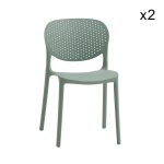 Lot de 2 chaises en polypropylne vertes, empilables
