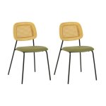 Lot de 2 chaises de repas en simili cuir et bois vert