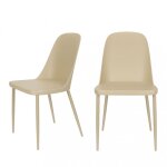 Lot de 2 chaises en rsine et mtal - beige