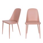 Lot de 2 chaises en rsine et mtal - rose