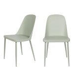 Lot de 2 chaises en rsine et mtal - vert d'eau