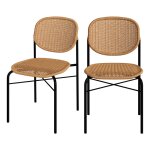 Lot de 2 chaises en rsine tresse naturelle et pieds en mtal