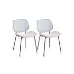 Lot de 2 chaises rétro en chêne et tissu gris clair Lot de 2 chaises rétro en chêne et tissu gris clair