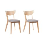 Lot de 2 chaises de salle � manger bois clair et gris