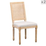 Lot de 2 chaises de salle � manger en bois et tissu gris clair