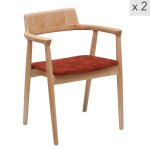 Lot de 2 chaises de salle  manger en bois et tissu terracotta