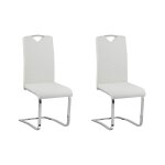 Lot de 2 chaises de salle  manger en cuir pu blanc 43x105cm