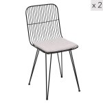 Lot de 2 chaises de salle � manger industrielles en m�tal gris