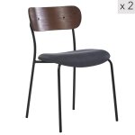 Lot de 2 chaises de salle � manger industrielles en simili noir