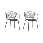 Lot de 2 chaises de salle à manger en métal noir 54x77cm Lot de 2 chaises de salle à manger en métal noir 54x77cm
