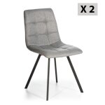 Lot de 2 chaises salle  manger, pieds mtal, tapisses gris claires