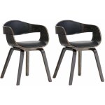 Lot de 2 chaise salle  manger en pvc et synthetique noir / gris