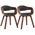 Lot de 2 chaise salle  manger en pvc et synthetique noyer / noir