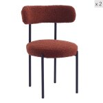 Lot de 2 chaises de salle � manger scandinaves en bouclette terracotta