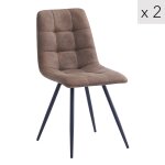 Lot de 2 chaises de salle � manger scandinaves en simili marron