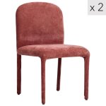 Lot de 2 chaises de salle � manger scandinaves en tissu terracotta