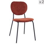 Lot de 2 chaises de salle � manger scandinaves en tissu terracotta
