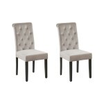 Lot de 2 chaises de salle � manger en tissu gris 46x98cm