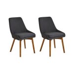 Lot de 2 chaises de salle � manger en tissu noir 49x82cm