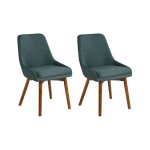 Lot de 2 chaises de salle à manger en tissu vert 49x82cm Lot de 2 chaises de salle à manger en tissu vert 49x82cm