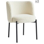 Lot de 2 chaises scandinaves en mtal et bouclettes blanc