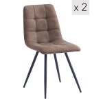 Lot de 2 chaises scandinaves en métal et simili marron Lot de 2 chaises scandinaves en métal et simili marron