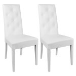 Lot de 2 chaises simili blanc et pieds laqus